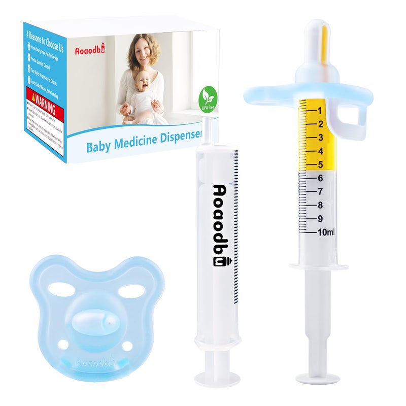 Aoaodbu Baby Medicine Dispenser, Baby Medicine Syringe, 0 months and up Baby Pacifiers, 100% Silicone Pacifiers, BPA-Free (Blue) - Image 1